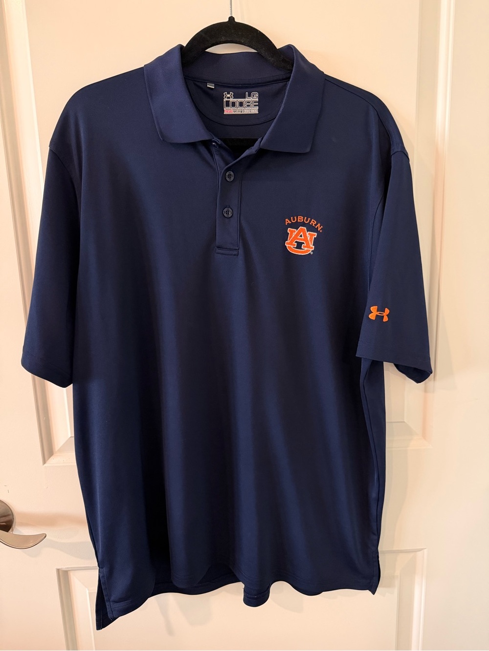 Under Armour Auburn Tigers HeatGear Polo Shirt Men’s Large Navy Orange
